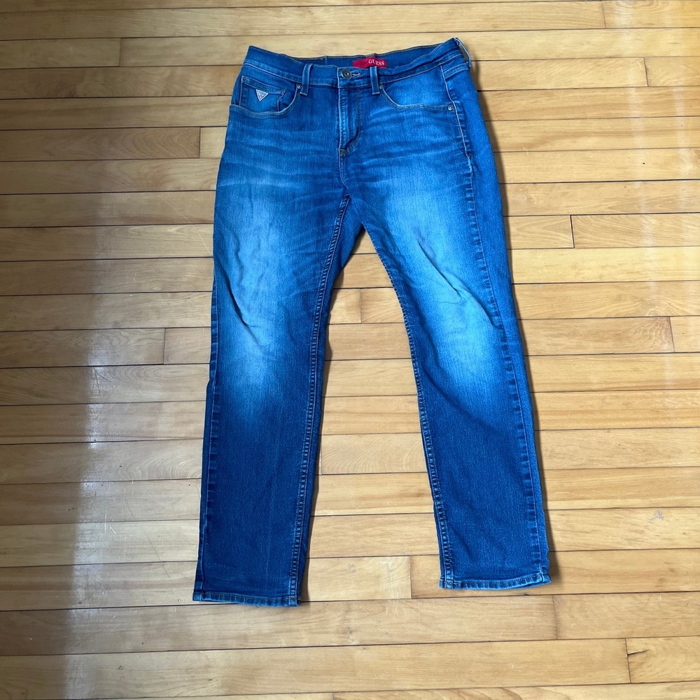 Guess Vermont Slim Mens Jeans 32x30 Medium Wash Blue Straight Leg T3GJ1923Q30